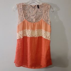 BKE Boutique Coral Lace Tank Top Size Small